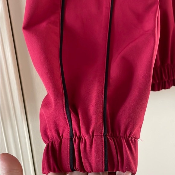 Straight Down Red and Black Performance Jacket with Soft Fleece Texture - Picture 7 of 11